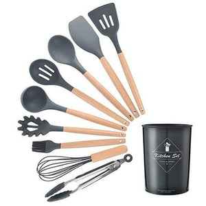 Planet Gates Black 10pcs-A 9/10/12pcs Cooking Tools Set Premium Silicone Kitchen Cooking Utensils Set With Storage Box Turner Tongs Spatula Soup Spoon