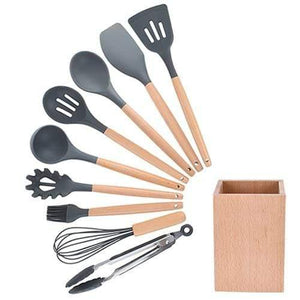 Planet Gates Black 10pcs-C 9/10/12pcs Cooking Tools Set Premium Silicone Kitchen Cooking Utensils Set With Storage Box Turner Tongs Spatula Soup Spoon