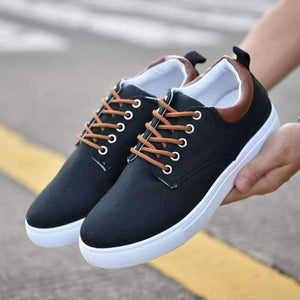 Planet Gates Black / 11 REETENE New Arrival Spring Summer Comfortable Casual Shoes Mens Canvas Shoes For Men Lace-Up Brand Fashion Flat Loafers Shoe
