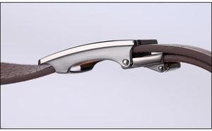 Planet Gates Black / 110cm Casual Men's Leather Belts, Faux Crocodile Striped Strap, Automatic Buckle Leather Belt Men Good Quality