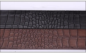 Planet Gates Black / 110cm Casual Men's Leather Belts, Faux Crocodile Striped Strap, Automatic Buckle Leather Belt Men Good Quality