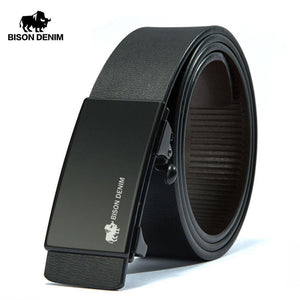 Planet Gates Black / 110cm Men's Belt Automatic Belts Genuine Leather Men Belt 3.2cm Width Cowskin Male Brand Jeans Belts Strap