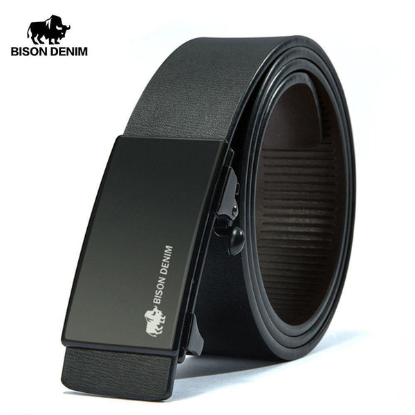 Planet Gates Black / 110cm Men's Belt Automatic Belts Genuine Leather Men Belt 3.2cm Width Cowskin Male Brand Jeans Belts Strap