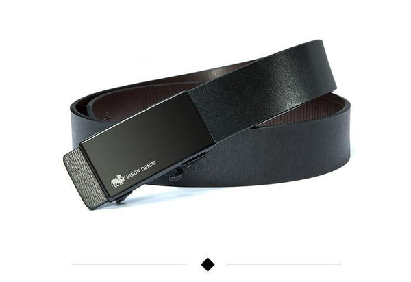 Planet Gates Black / 110cm Men's Belt Automatic Belts Genuine Leather Men Belt 3.2cm Width Cowskin Male Brand Jeans Belts Strap
