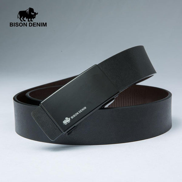 Planet Gates Black / 110cm Men's Belt Automatic Belts Genuine Leather Men Belt 3.2cm Width Cowskin Male Brand Jeans Belts Strap