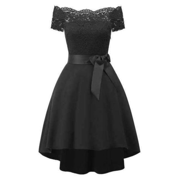 Planet Gates Black / 12 A-Line lace Elegant Summer Women 2018 Short Vestidos Off the Shoulder Sexy Women Cocktail Dresses