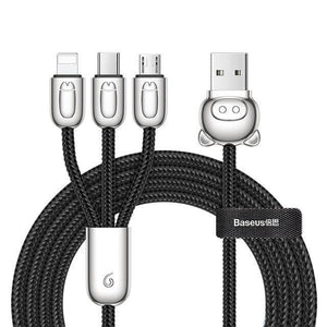 Planet Gates Black / 120cm Baseus USB Cable For iPhone Xs Max X Xr 3 in 1 Micro USB Cable Fast Charging Charger USB Type C Type-c Cable Mobile Phone Cables