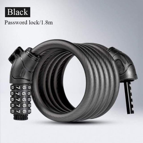 Planet Gates black 120cm Cable Cycling Lock MTB Mountain Road Code Bicycle Password Lock Anti-theft Electric Password Easy Security Steel
