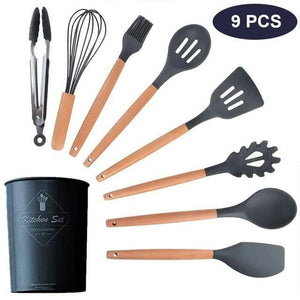 12pcs/set Cooking Utensil Set Silicone Spaghetti Tong /Food Clip/ Oil Brush /Spatula/ Egg Beater/Container Kitchen Tool