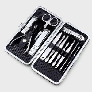 Planet Gates Black 12pcs Stainless steel Manicure Set Nail Care Tools Pedicure Nail Clipper Kit with Mini Finger Nail Cutter Clipper File Scissor
