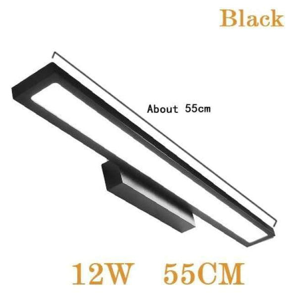 Planet Gates Black 12W 55CM / Cold White LED Wall Lamp Minimalism Mirror Front Light Bathroom makeup Wall Lights Modern aluminum wall mounted sconces lighting fixture