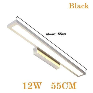 Planet Gates Black 12W 55CM / Cold White Modern LED Mirror Light8W 40CM 12W 55CM Wall Lamp Mounted Indoor Lighting Fixture  Waterproof 220V Stainless Steel Bathroom