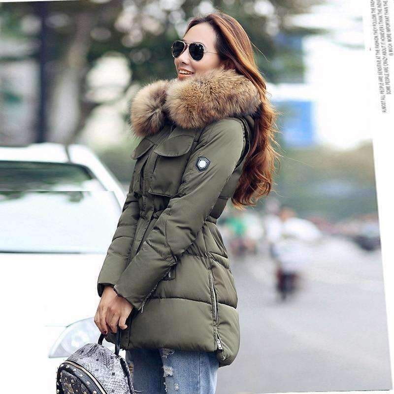 Planet Gates Black 15cm fur / S High Quality Large Real Fur 2018 Winter Jacket Women Genuine Raccoon Fur Collar Hooded Thick Coat Women Winter Parka
