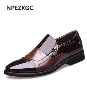 Planet Gates Black 1888 / 6.5 NPEZKGC New Spring Fashion Oxford Business Men Shoes Genuine Leather High Quality Soft Casual Breathable Men's Flats Zip Shoes