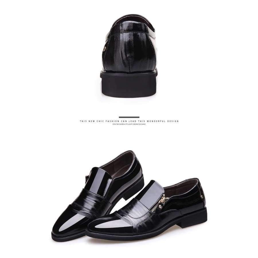 Planet Gates Black 1888 / 6.5 NPEZKGC New Spring Fashion Oxford Business Men Shoes Genuine Leather High Quality Soft Casual Breathable Men's Flats Zip Shoes