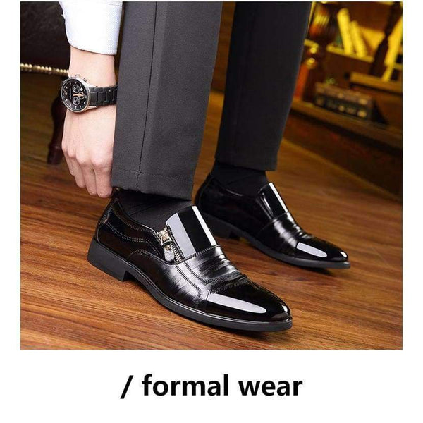 Planet Gates Black 1888 / 6.5 NPEZKGC New Spring Fashion Oxford Business Men Shoes Genuine Leather High Quality Soft Casual Breathable Men's Flats Zip Shoes