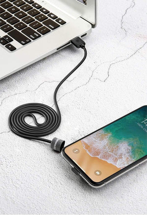 Planet Gates Black / 1m (3.28ft) Baseus Gamer USB Cable for iPhone Xs Max XR 8 7 Plus Mobile Phone Game Charger Cable Fast Charging for iPad Elbow Cord