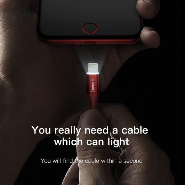 Planet Gates Black / 1m Baseus LED lighting Charger Cable For iPhone X 8 7 USB Cable For iPhone iPad Fast Charging Charger Cable Mobile Phone Data Cable