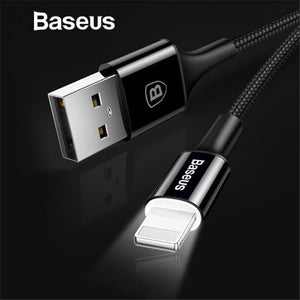 Planet Gates Black / 1m Baseus LED lighting Charger Cable For iPhone X 8 7 USB Cable For iPhone iPad Fast Charging Charger Cable Mobile Phone Data Cable