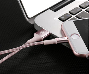 Planet Gates Black / 1m Baseus LED lighting Charger Cable For iPhone X 8 7 USB Cable For iPhone iPad Fast Charging Charger Cable Mobile Phone Data Cable