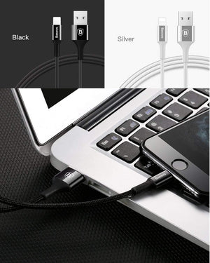 Planet Gates Black / 1m Baseus LED lighting Charger Cable For iPhone X 8 7 USB Cable For iPhone iPad Fast Charging Charger Cable Mobile Phone Data Cable