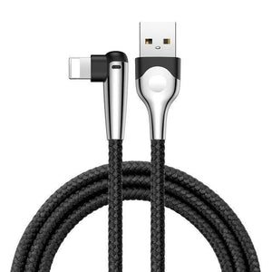 Planet Gates Black / 1m Baseus Lighting USB Cable For iPhone XS Max XR X 8 7 6 6S SE 5 Fast Charging Charger Wire Cord 90 Degree Data Mobile Phone Cable