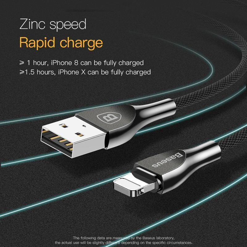 Planet Gates Black / 1m Baseus Zinc Alloy USB Cable 2A Fast Data Charging Charger Cable For iPhone XS Max XR X 8 7 6 6s 5 5s se iPad Mobile Phone Cables