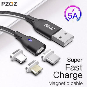 Planet Gates Black 1m For Apple / 1m PZOZ 5A Magnetic Cable Micro usb Type C Super Fast Charging Phone Microusb Type-C Magnet Charger usb c For iphone huawei xiaomi