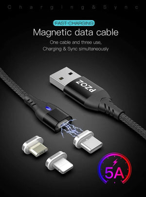 Planet Gates Black 1m For Apple / 1m PZOZ 5A Magnetic Cable Micro usb Type C Super Fast Charging Phone Microusb Type-C Magnet Charger usb c For iphone huawei xiaomi