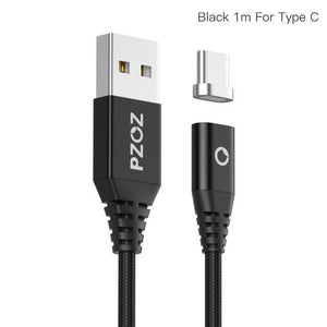 Planet Gates Black 1m For Type C PZOZ Shop club exclusive Magnetic Cable Type C Micro USB C 8pin Fast Charging Adapter Phone Microusb Type-C Magnet Charger