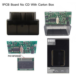 Planet Gates Black 1PCB V1.5 PIC18F25K80 ELM327 Bluetooth V1.5 OBD2 Car Diagnostic Tool ELM 327 V1.5 Work On Android/Symbian