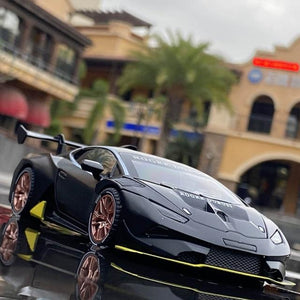 Planet Gates Black 2 1:32 HURACAN ST EVO Alloy Sports Car Model Diecast & Toy Vehicle Metal Toy Car Model Simulation Sound Light Collection Kids Gift