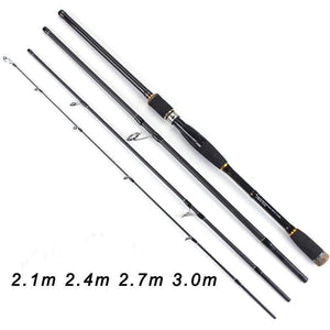 Planet Gates Black / 2.1 m Spinning casting Fishing Rod 100% Carbon Fiber 2.1m-3.0m 4 Section M Lure Rods Fast Action Pesca Travel Rod Fishing Tackle