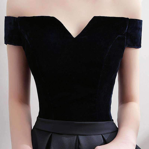 Planet Gates black / 2 Boat Neck Satin Little Black Dress Elegant Short Cocktail Dresses Knee Length Prom Dresses Robe Cocktail mi Longue