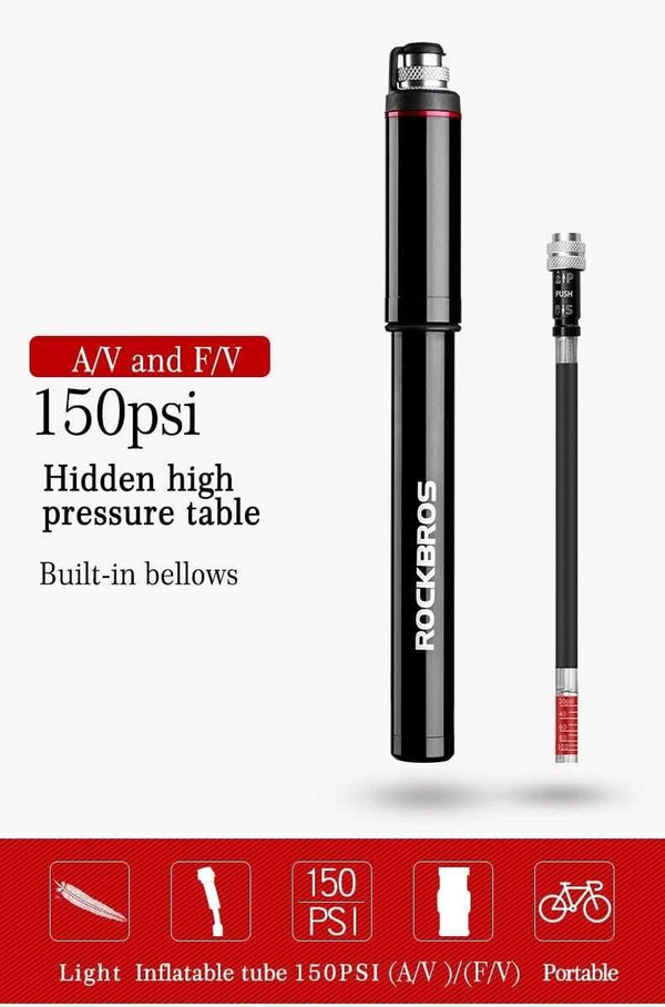 Planet Gates Black 2 / China Aluminum Alloy Bicycle Pump Pressure Gauge Tube 150 PSI High Pressure Mini Air Pump For Bike Cycling Tire Inflator MTB