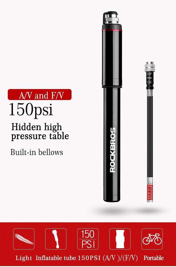 Planet Gates Black 2 / China Cycling Bike Bicycle Mini Pump 150 PSI Aluminum Alloy Portable With Pressure Gauge Inflator Bike Tire Pump Presta Valve