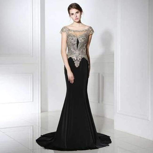 Planet Gates Black / 2 / China New Arrivals  Luxury Elegant Long Mermaid Evening Dresses Satin Party Gowns Formal Real Photos LSX401