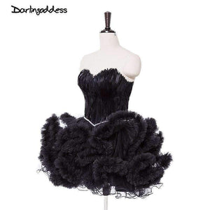 Planet Gates Black / 2 Cocktail Dresses Feather Women 2017 Black Strapless Sexy Short Party Prom Dress Homecoming Dresses Robe De Cocktail Gowns