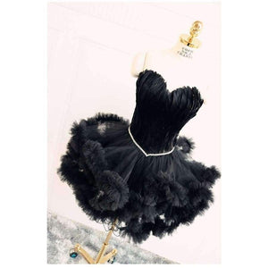 Planet Gates Black / 2 Cocktail Dresses Feather Women 2017 Black Strapless Sexy Short Party Prom Dress Homecoming Dresses Robe De Cocktail Gowns