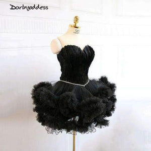 Planet Gates Black / 2 Cocktail Dresses Feather Women 2017 Black Strapless Sexy Short Party Prom Dress Homecoming Dresses Robe De Cocktail Gowns