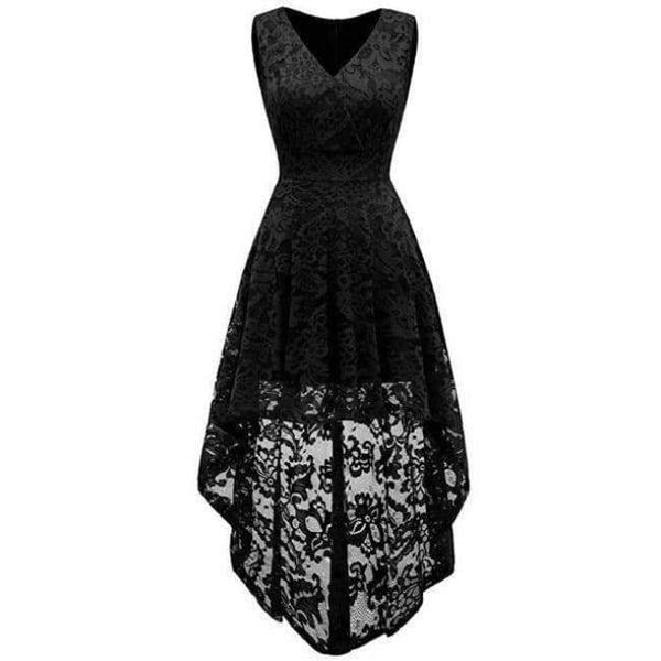 Planet Gates Black / 2 Cocktail Dresses Lace Short Front Long Back Dresses Elegant High Low V-Neckline 2018  Sexy Women Special Occasion Dress