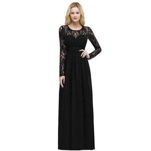 Planet Gates Black / 2 Demoiselle D'honneur Multi-Colors Long Sleeve Lace Bridesmaid Dresses 2018 Charming Chiffon Wedding Party Dresses Long