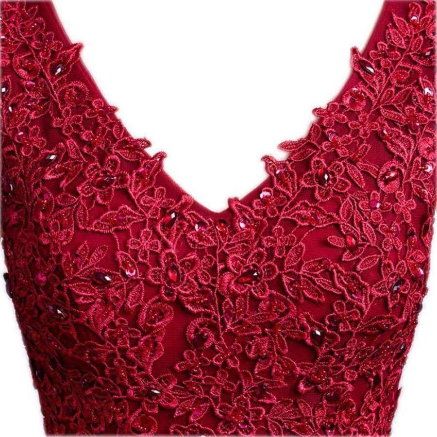 Planet Gates Black / 2 Elegant V-Neck A-Line Sweep Train Lace Beading Evening Dress Cheap Prom Dresses Robe De Soiree Party Dress