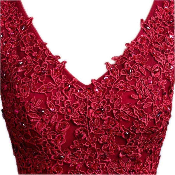 Planet Gates Black / 2 Elegant V-Neck A-Line Sweep Train Lace Beading Evening Dress Cheap Prom Dresses Robe De Soiree Party Dress