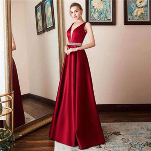 Planet Gates Black / 2 Elegant V-neck Open Back Satin Prom Dress 2018 Evening Dresses  Vestido De Festa Fast Party Formal Dress Long Evening Gown