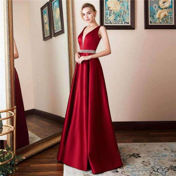 Planet Gates Black / 2 Elegant V-neck Open Back Satin Prom Dress 2018 Evening Dresses  Vestido De Festa Fast Party Formal Dress Long Evening Gown