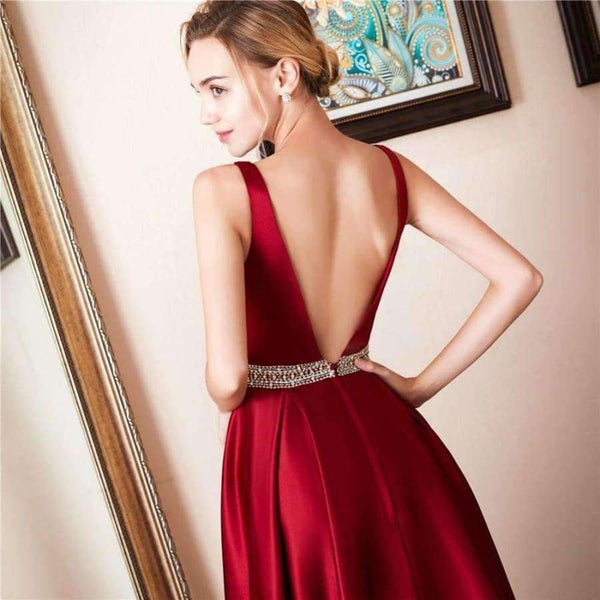 Planet Gates Black / 2 Elegant V-neck Open Back Satin Prom Dress 2018 Evening Dresses  Vestido De Festa Fast Party Formal Dress Long Evening Gown