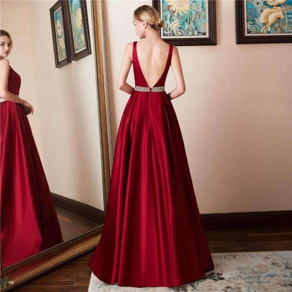 Planet Gates Black / 2 Elegant V-neck Open Back Satin Prom Dress 2018 Evening Dresses  Vestido De Festa Fast Party Formal Dress Long Evening Gown
