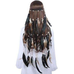 Planet Gates black 2 Feather Headband AWAYTR Rope Crown for Women Indian Headwear Festival Hair Accessories Summer Beach Headpieces