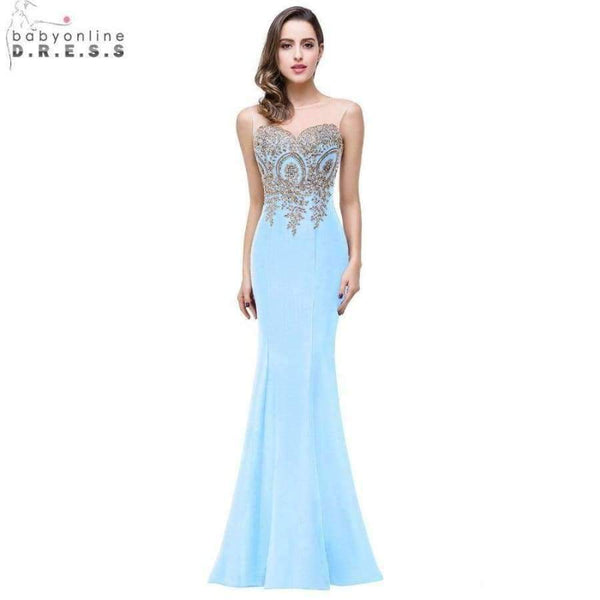 Planet Gates Black / 2 Gold Applique Royal Blue Lilac Mermaid Bridesmaid Dresses 2018 Long Wedding Party Dress robe demoiselle d'honneur